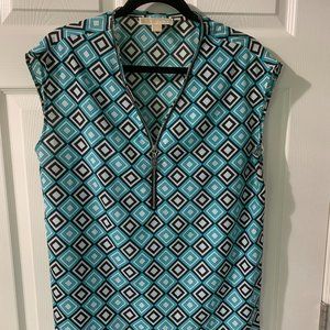 Michael Kors geometric blouse with zipper collar M